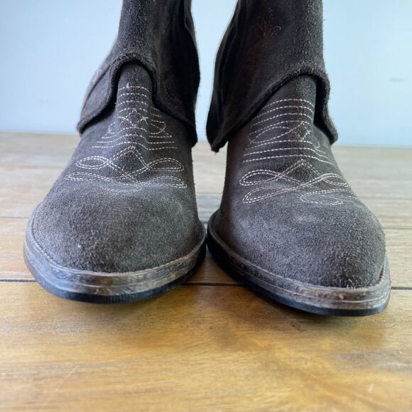 Guess Cowgirl Ankle Booties Size 5.5 - 6 Embroidered Gray Brown Boho Side Zips - Picture 6 of 13